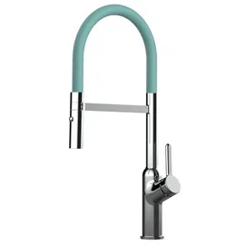 VIZIO Wasserhahn Küchenarmatur BOD mit 360° Schwenkbarem Auslauf Abnehmbare 2 Strahl Handbrause Verchromt Türkis