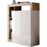 INOSIGN Sekretär Hamburg Breite 108 cm, Höhe 126 cm, 2 Türen, PC-Schrank, Home-Office, dekorativer Rahmen, Tastaturauszug, Stauraum, Multifunktional weiß