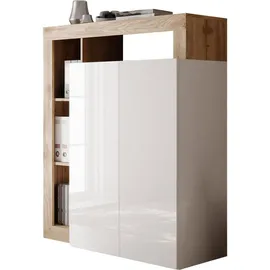 INOSIGN Sekretär Hamburg Breite 108 cm, Höhe 126 cm, 2 Türen, PC-Schrank, Home-Office, dekorativer Rahmen, Tastaturauszug, Stauraum, Multifunktional weiß