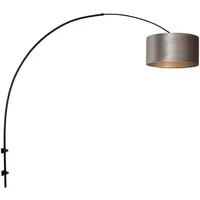 Steinhauer Wandlampe Bogenleuchte Wandleuchte schwarz Textil silber beweglich E27