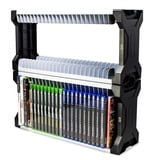 ADZ Universal Game Holder - 46 Game Storage Tower Rack for PS2 PS3 PS4 PS5 PSP Xbox 360 Xbox One Series X Wii Switch Games DVD and Blu-Ray Disks Includes 2 Controller Mounts