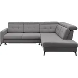 Musterring Ecksofa MUSTERRING "MR 4615", grau, B:272cm H:84cm T:214cm, 100% Polyester, Sofas, Ecksofa, mit Kopf- und Rückenverstellung, Metallfuß schwarz, Maße 272 x 214 cm