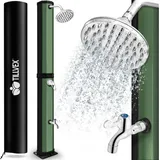 Solardusche 60 Liter Schwarz/Grün inklusive Schutzhaube Gartendusche Pooldusche Camping Pool Solar Außen Dusche Regendusche - Tillvex
