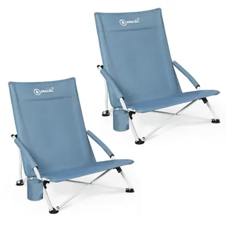 HOMECALL Klappstuhl Strandstuhl leicht Campingstuhl(2 st), mit Getränkehalter, bis 120 kg