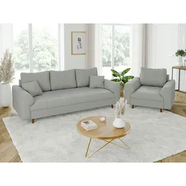 s-style möbel Sitzgarnitur, Hellgrau, Cord-stoff