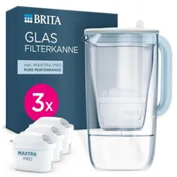 Brita Glas Wasserfilter-Kanne hellblau 2,5 l + 3 MAXTRA PRO All-in-1 Kartuschen