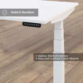 assmann büromöbel ASSMANN Elektrisch höhenverstellbarer Kinderschreibtisch JUNIOR Eiche Natura Weiß, 120x70cm, Memoryfunktion, Kollisionsschutz, 2-fach-Motorik - Braun