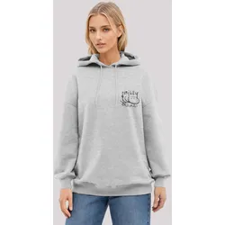 Kapuzenpullover F4NT4STIC "Smiley Originals Punk Drippy Streetwear Graphic", Damen, Gr. XS, grau (grau melange), Obermaterial: 80% Baumwolle, 20% Polyester, casual, oversize, Langarm, Pullover, Premium Qualität