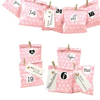 Frau Wundervoll DIY Adventskalender Bescherung rosa Stern 13x16,5cm