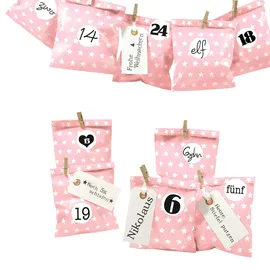 Frau Wundervoll DIY Adventskalender Bescherung rosa Stern 13x16,5cm