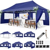 HOTEEL Pavillon 3x6 Faltpavillon 3x6 Wasserdicht Stabil, Partyzelt Faltbar Anti-UV 50+ Pop Up Gartenpavillon mit 6 Seitenwänden, 4 Sandsäcke, Tasche mit Rollen, für Hochzeiten Partys Markt, Navy blau