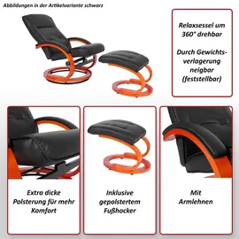 MCW Fernsehsessel Aprilia Kunstleder 66 x 104 x 89 cm Bordeaux mit Hocker