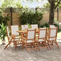 VidaXL 9-tlg. Garten-Essgruppe Massivholz Akazie und Textilene