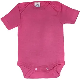 cosilana Baby Kurzarm-Body aus Bio Wolle / Seide Uni Pep-Pink 98/104