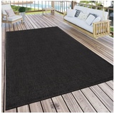 Paco Home Outdoor Teppich Für Terrasse und Balkon Küchenteppich Einfarbig Modern schwarz Grösse:120x160 cm