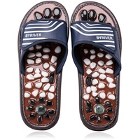 BYRIVER Stein Akupressur Fußmassage Hausschuhe Sandalen Fußreflexzonenmassage Werkzeuge für die Füße Gesundheit Schuhe Entspannungsgeschenke für Männer Frauen (Blau 25)