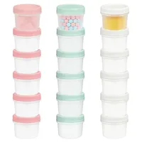 Kokoie 12 Pack Kleine Dosen mit Deckel Plastik, 200Ml Kleine Lebensmittelbehälter, Wiederverwendbar Auslaufsichere Kleines Gefrierdosen für Mittagessen Joghurt (18, Grün Weiß Rosa)