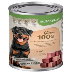 18 x 400 g Lecker.Pet® Gino's 100 % Muskelfleischwürfel Rind & Schwein Hundefutter Nassfutter