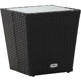vidaXL 3-tlg. Bistro-Set Poly Rattan und Hartglas Schwarz