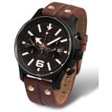 Vostok Europe Quarzuhr 6S21-5953230, Expedition Nordpol 1 Chronograph, Quarz Herrenuhr, braunes Lederarmband