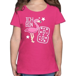 Shirtracer T-Shirt Ich bin acht Flamingo – 8. Geburtstag – Mädchen Kinder T-Shirt tshirt 8 jahre mädchen – flamingo kinder rosa 128 (7/8 Jahre)