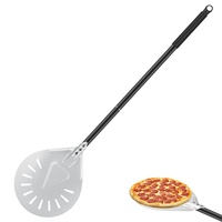 CRROEL Perforiert Pizzaschaufel Pizzaschieber 7zoll, Hart Eloxiertes Aluminium Pizzaschieber mit 52 CM Metallgriff für den Grill oder für Backofen Pizzaofen