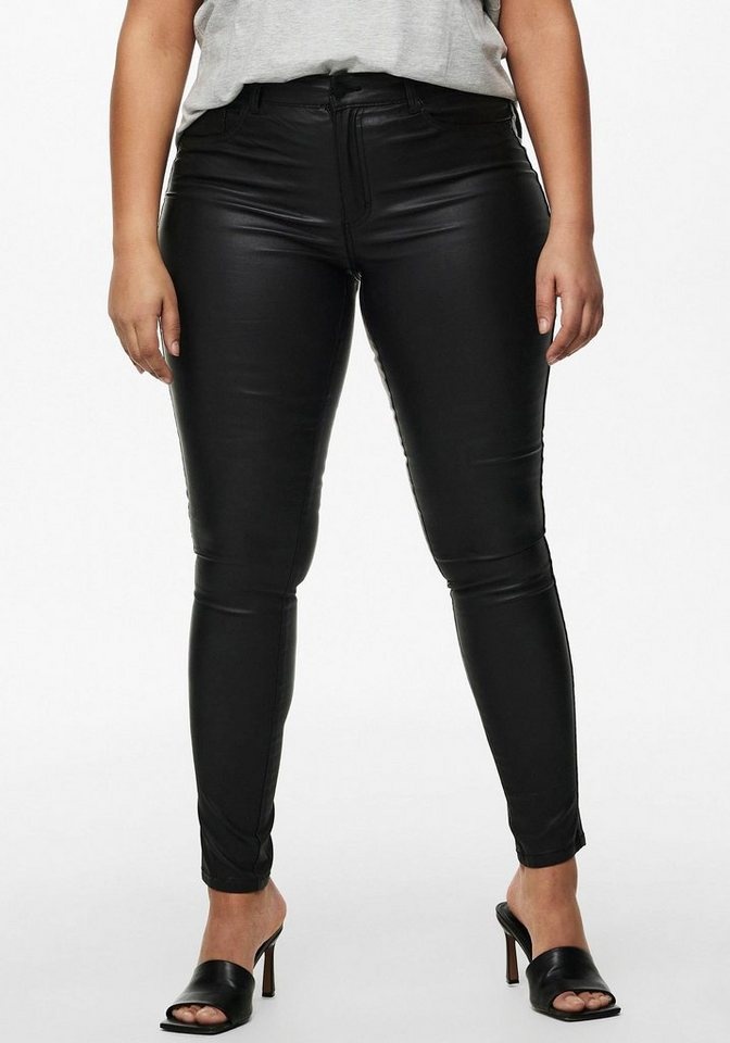 ONLY CARMAKOMA Skinny-fit-Jeans CARPUNK REG SK COATED PANTS mit edel glänzender Beschichtung schwarz 54