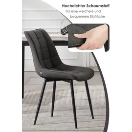 Woltu Esszimmerstuhl Leinen dunkelgrau 4er Set
