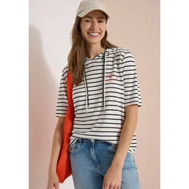 Cecil Kapuzenshirt Hoodie Gestreift Vanilleweiß M