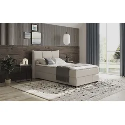 Boxbett MR. COUCH "Brewdley mit Bettkasten, inkl. Matratze", beige (stripes 8622 natur), B:145cm L:215cm, Polyester, Nylon, Komplettbetten, Topper und Zierkissen, in verschiedenen Härtegraden verfügbar