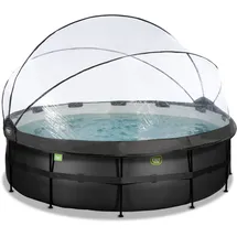 EXIT TOYS Black Leather Pool 450 x 122 cm inkl. Sandfilter, Abdeckung und Wärmepumpe