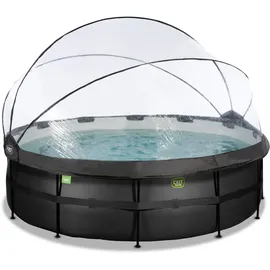 EXIT TOYS Black Leather Pool 450 x 122 cm inkl. Sandfilter, Abdeckung und Wärmepumpe