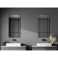 Talos Wandspiegel mit Dekorlinien Black Square Spiegel 60x120 cm - Badspiegel mit matt schwarzen Aluminiumrahmen