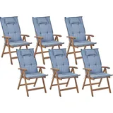 Beliani Gartenstuhl AMANTEA in Dunkler Holzfarbton/Blau | Gr.: onesize