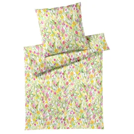 ELEGANTE Bettgarnitur Floral Weiß 135 x 200 cm + 80 x 80 cm