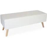 Relaxdays Sitzbank mit Stauraum Kunstleder Weiß/Bronze