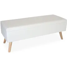 Relaxdays Sitzbank mit Stauraum Kunstleder Weiß/Bronze