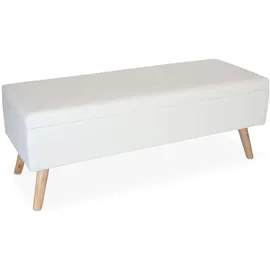 Relaxdays Sitzbank mit Stauraum Kunstleder Weiß/Bronze