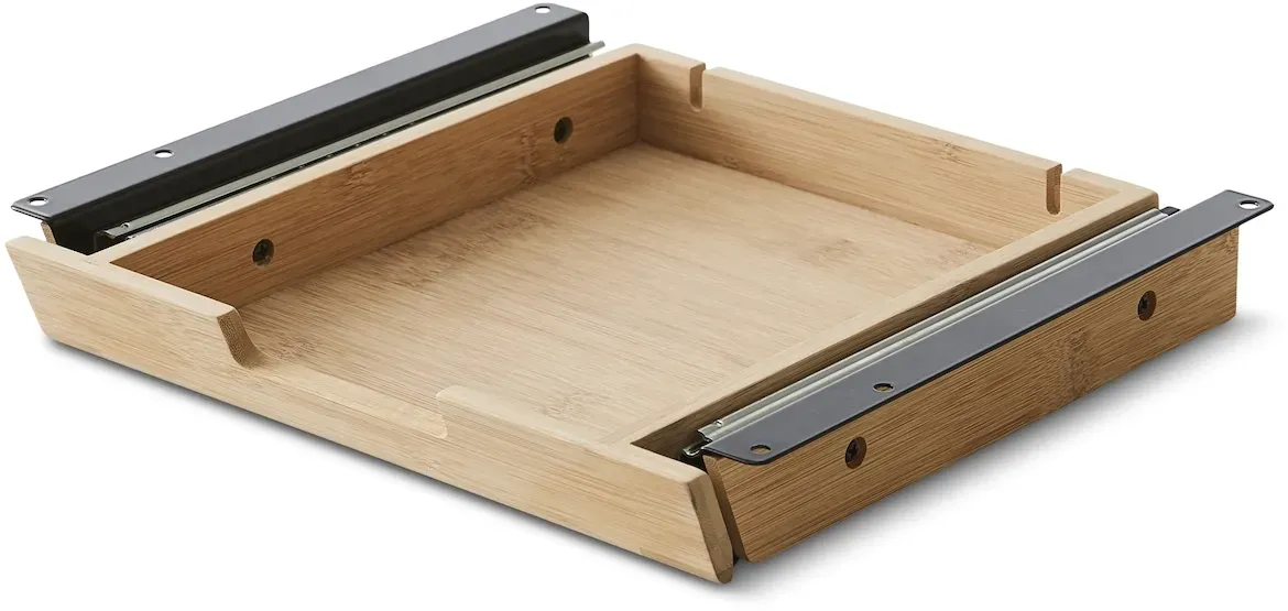 bümö Schreibtisch Organizer Schublade aus Bambus - extra kleine Unterbau Ablage für Stifte, Smartphones & Co. - einfach unter dem Tisch montierbar,