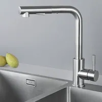 Memkey - Schwarzer Küchenarmatur mit Brause, Küchenmischer mit herausziehbarer Brause, Küchenarmatur aus gebürstetem Edelstahl 304, 360° drehbarer
