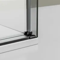 Eckdusche mit Schiebetür Soft-Close DX906 FLEX - 8 mm - Nano Echtglas - Profile - Schwarz matt - Breiten wählbar, Breite Schiebetür-Element:140 ... - Schwarz