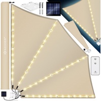 KESSER KESSER® Balkonfächer mit LED klappbar mit Wandhalterung 140x140cm Sichtschutz Balkon Windschutz Balkonsichtschutz Seitenmarkise witterungsbeständig inkl. Montagematerial