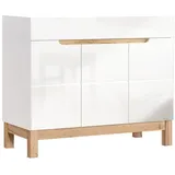 Lomadox - Waschtischunterschrank 100 Cm Solna-56 Weiß Mit Wotaneiche, B X H X T Ca. 100 X 85 X 46cm