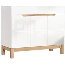 Lomadox - Waschtischunterschrank 100 Cm Solna-56 Weiß Mit Wotaneiche, B X H X T Ca. 100 X 85 X 46cm