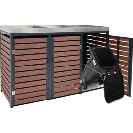 Mendler Mülltonnenbox HWC-K14 124 x 200 x 84 cm anthrazit