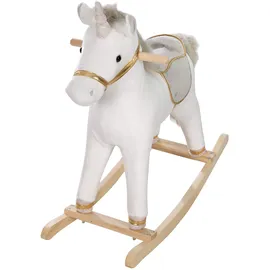 roba Schaukeleinhorn gepolstert Zaumzeug in grau/gold, 63x31x73 cm, ab 24 Monate