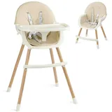 OUNUO Hochstuhl Baby 2 in 1 Kindersitz Multfunktional Kinderstuhl Kinderhochstuhl beige