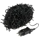 ChiliTec LED Lichterkette Aussen 60 Meter mit 600 LEDs Schwarzes Kabel Spritzwassergeschützt IP44 Beleuchtung Garten Haus Balkon Terrasse Warmweiß