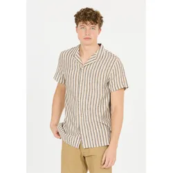 Outdoorhemd CRUZ "Camilo", Herren, Gr. 4XL, EURO-Größen, braun, 55% Leinen, 45% Viskose, gestreift, sportlich, ohne Ausschnitt, Kurzarm, Hemden, im sommerlich-frischen Design