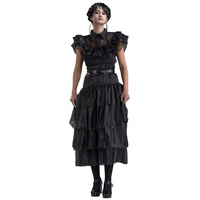 Metamorph Kostüm Wednesday Schwarzes Ballkleid für Frauen, Das umwerfende Ballkleid von Wednesday, bekannt aus der viralen Tanzsz schwarz XS